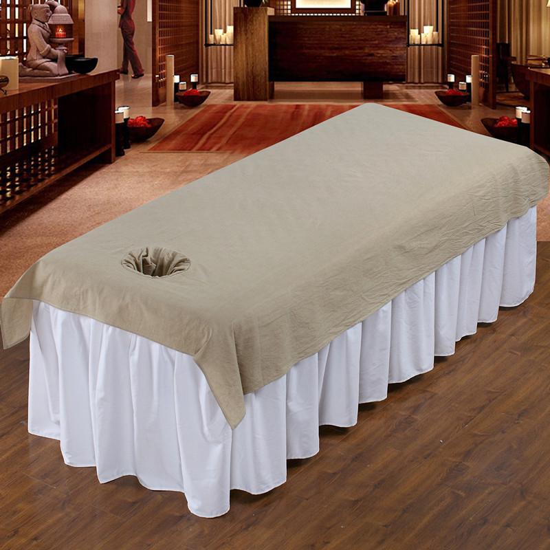 Thickened Washed Cotton Massage Bed Sheet with Face Hole, Washable and Universal for Beauty Salon