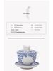 High-Grade Mutton Fat Jade Rotating Lid Bowl and White Porcelain Teapot Set
