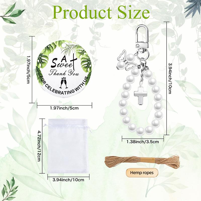 20 Sets Angel Keychains Favor, Pearl Angel Keychain Gifts Bulk Guardian Angel Pendant Keychain With Thank You Tags Organza Bag