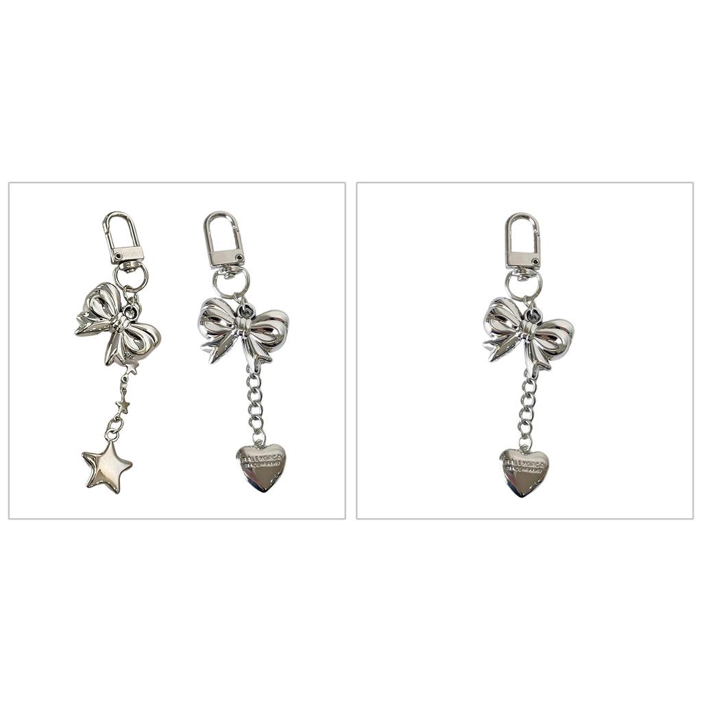 Fashion Heart Bowknot Chain Keychain Pendant Sweet Cool Hanging Decorations Keyring Charm for Purse Bag Backpack Handbag