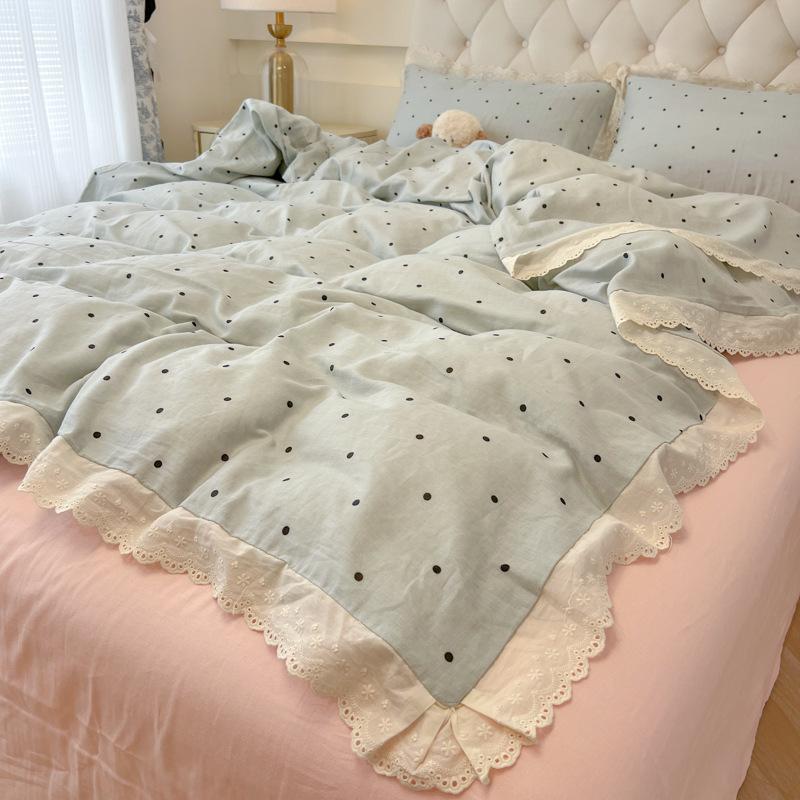 Lace Lace Bedding Four-piece Set Soft Skin-friendly Breathable Washed Sheets Quilt Cover Pillowcase