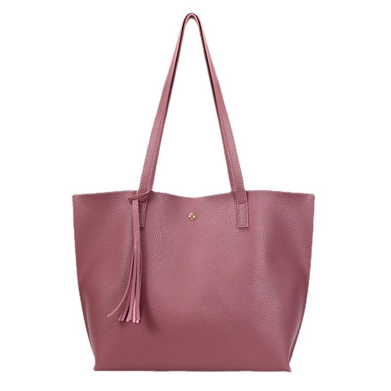 

Сумка-тоут, Женская сумка кроссбоди/на одно плечо с бахромой и узором личи, Ручная, Большой вместимости, с шелковым платком 33*11*31.5cm фиолетовый