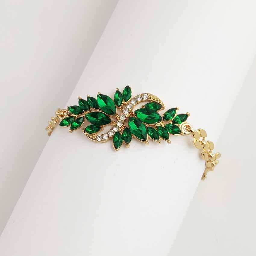 European and American Fashion Resin Flower Bracelet with Diamond S-Shaped Design for Women