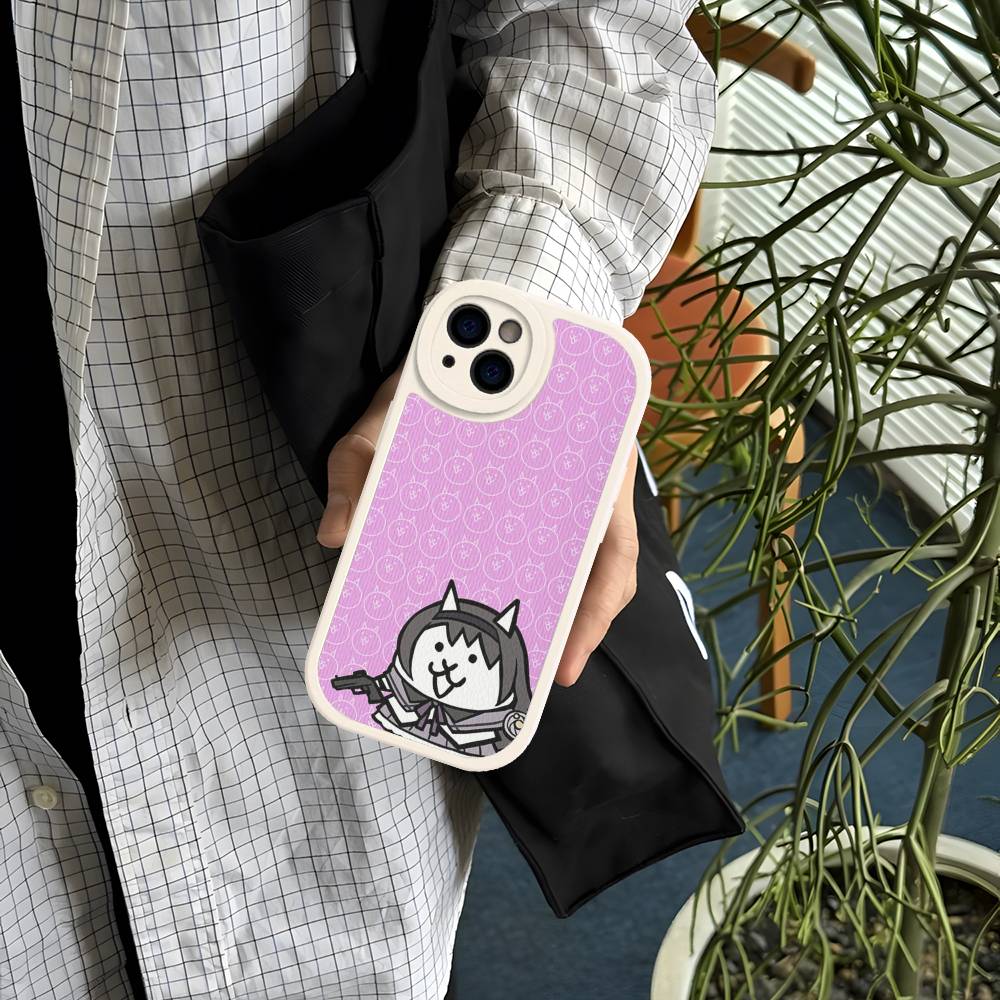B-Battle Cats Anime Game Leather Phone Case For IPhone 16 15 14 13 12 11 Pro Max Plus Shockproof Cover