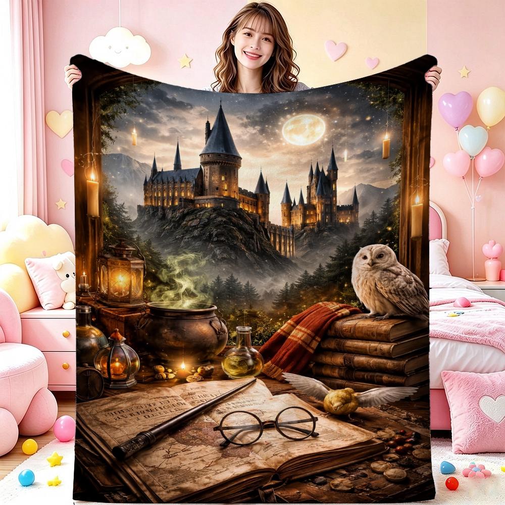 Harry Potter Magical Adventures Flannel Printed Blanket Thick Warm Throw Blanket For Living Room Gaming Room Home Party Decor Holiday Gift