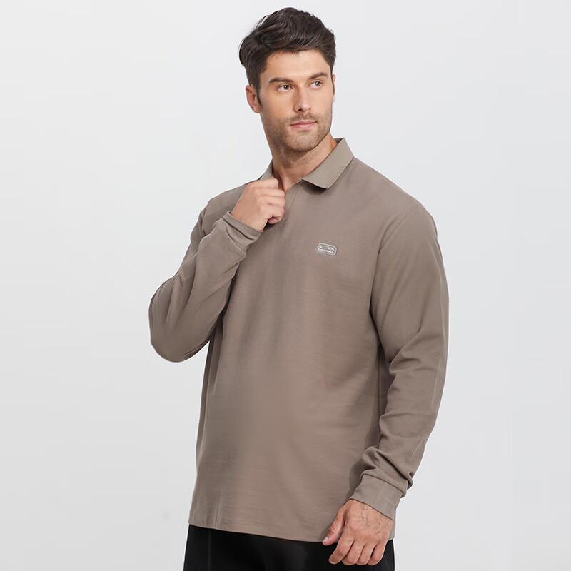 Men's Plus Size Long Sleeve V-Neck Polo Shirt