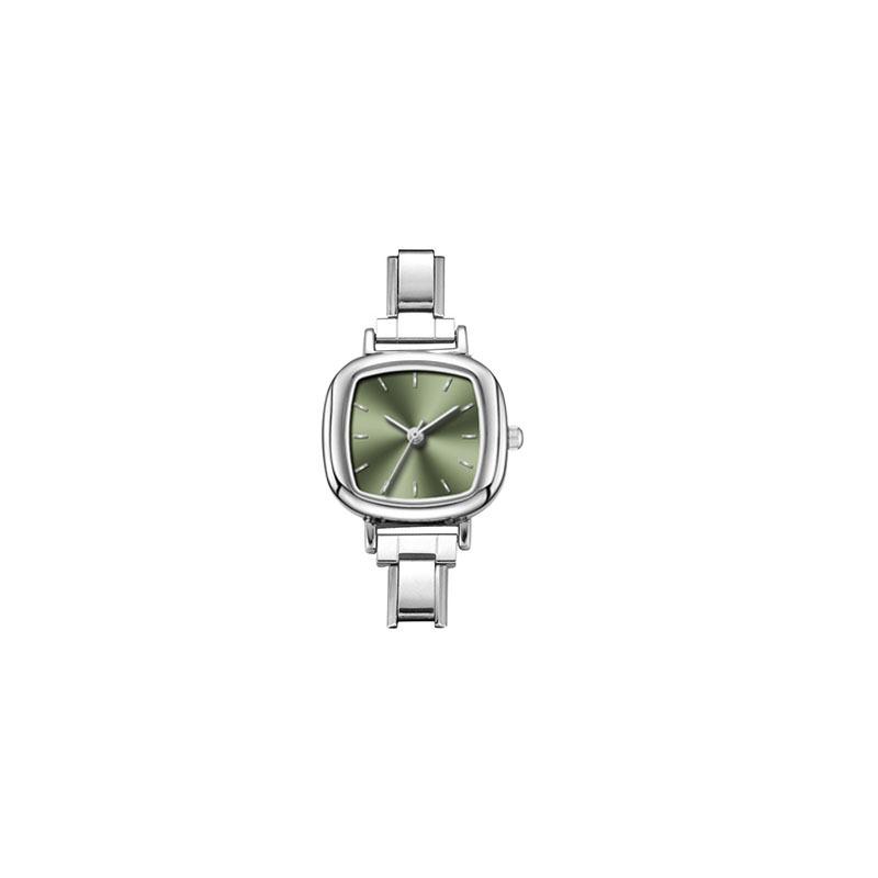 Ins Rounded Square Trend Retro Square Dial Quartz Watch For Men Women Stainless Steel Link Band Simple Daily StudentFashionWrist
