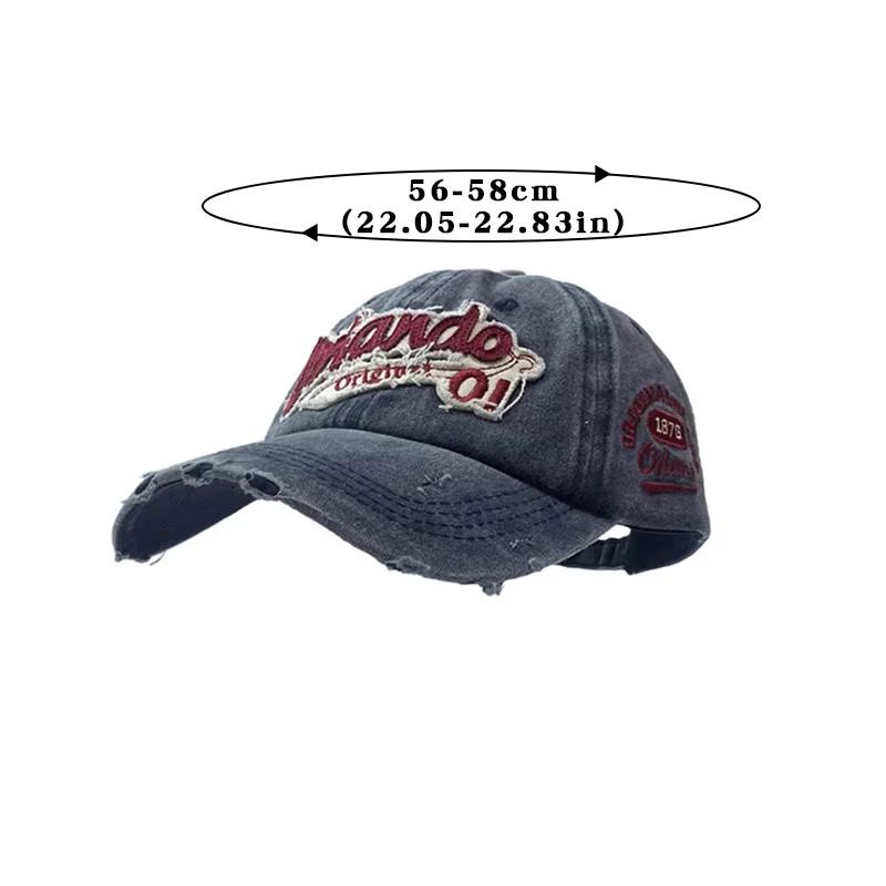 1PC Peaked Cap Spring Summer Embroidery Sun Visors Baseball Hat Punk Holes For Men Women Snapback Hip Hop Letter Washed Cotton