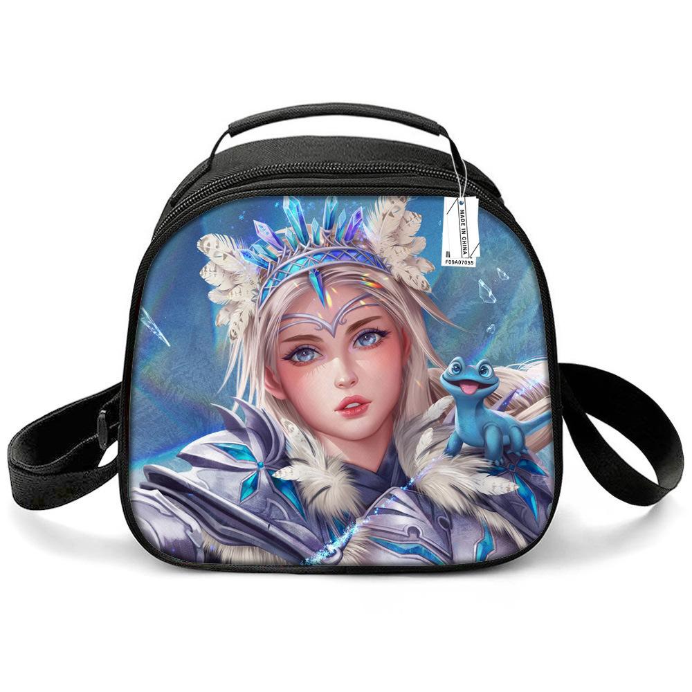Princess Elsa Cartoon Cute Lightweight Small Meal Bag Elementary School Lunch Box Bento Bag Student Lunch Box