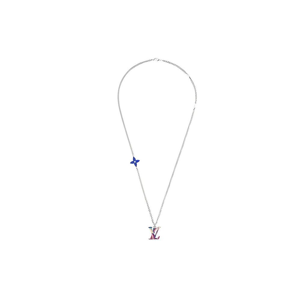 Louis Vuitton Lv Cross Letter Color Logo 925 Silver Necklace Unisex Necklace MP3353