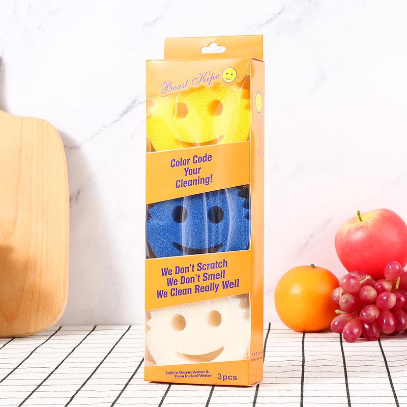 Creative Smiley Magic Loofah Sponge - Honeycomb Kitchen & Dishwashing Cleaner