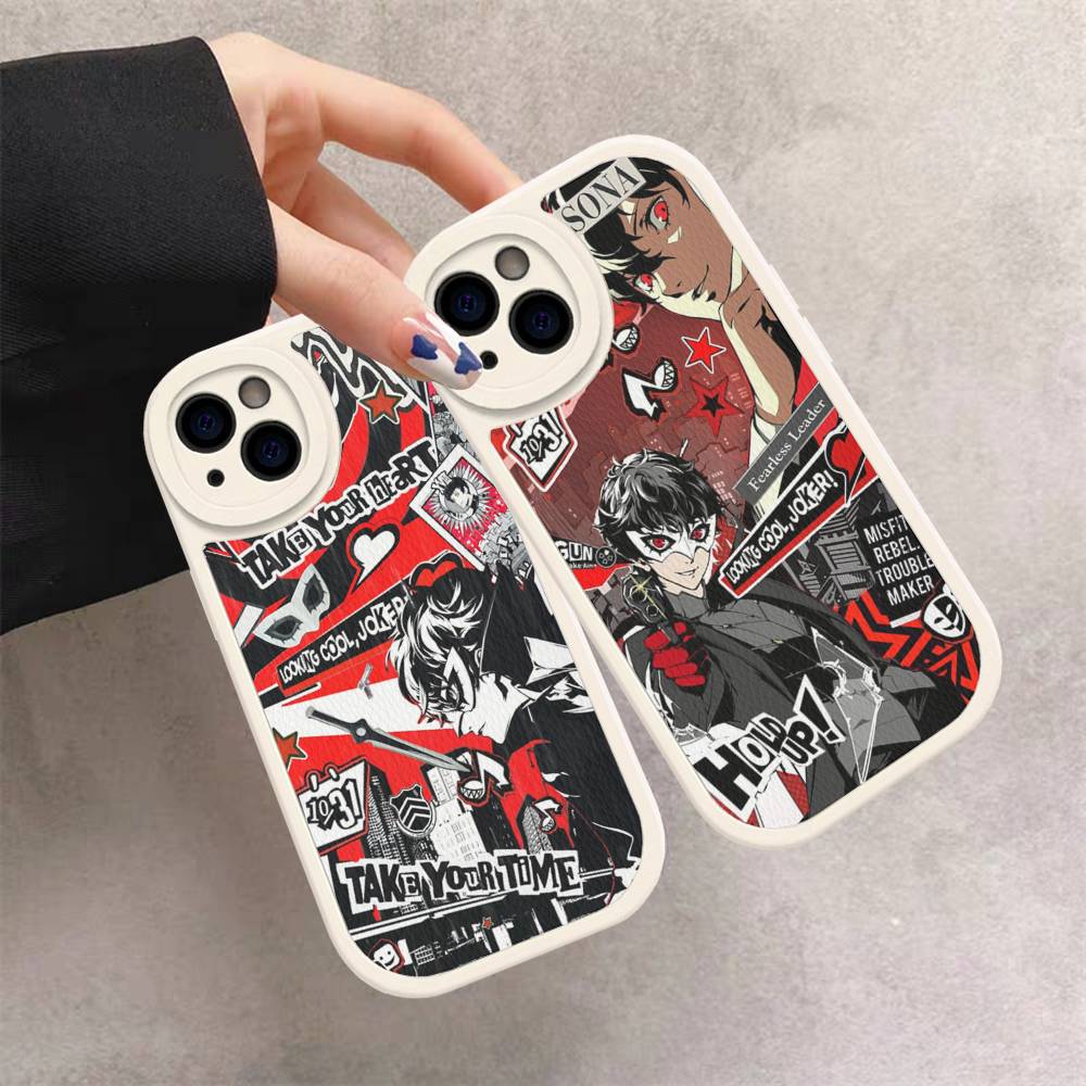 Persona 5 For iPhone 16 15 14 13 12 11 Pro Max Plus Shockproof Leather Soft Phone Cover