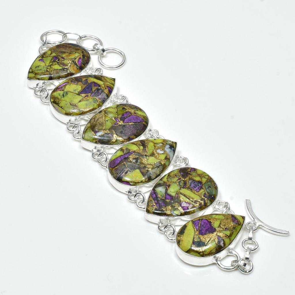 Naturkupfer Stichtit Edelstein Handgefertigt 925 Sterling Silber Schmuck Kupfer Stichtit Halskette Armband Set, Antikes Schmuckset, Geburtstagsgeschenke