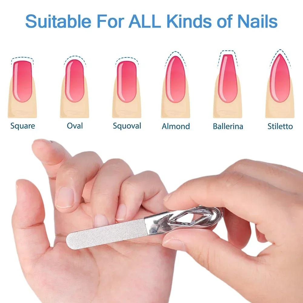 Professional Nail File Double Sided 2PCS Stainless Steel High Quality Pedicure Metal File Polish Remover Buffer Finger Toe Tools