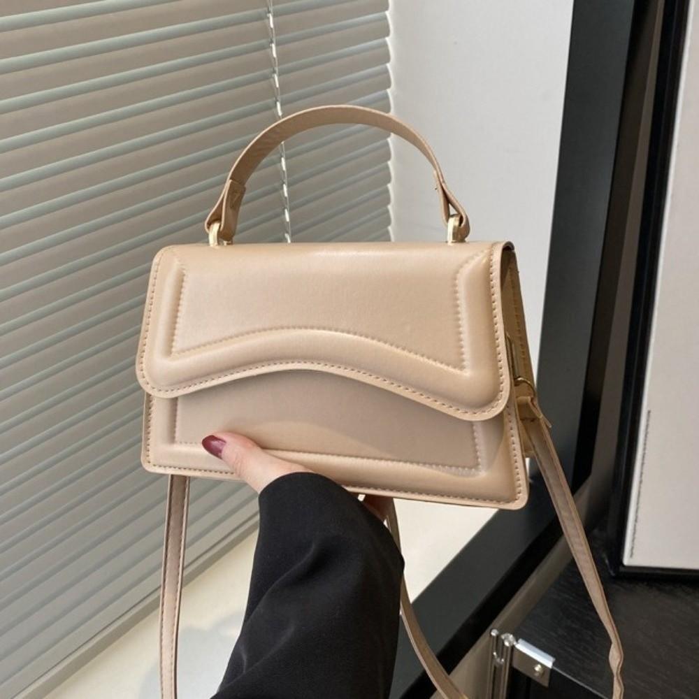 Small Size PU Leather Handbag Solid Color Crossbody Messenger Tote New Women's Shoulder Bag Work