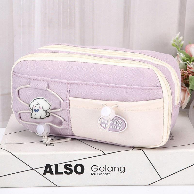 Simple Large Capacity Student Pencil Case Multi-Layer Flip Style Cute Pencil Pouch Ins Canvas Gel Pen Organizer Kids