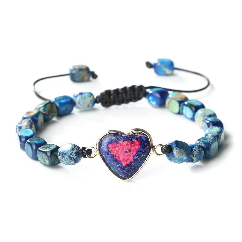 Original Beads Bracelet Tibetan Square Emperor Stone Women Men Pendant Chakra Healing Couple Chain Pulsera Bangle Jewelry Gifts