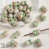 Handmade Cute Flower & Heart Green Ceramic Beads for DIY Jewelry