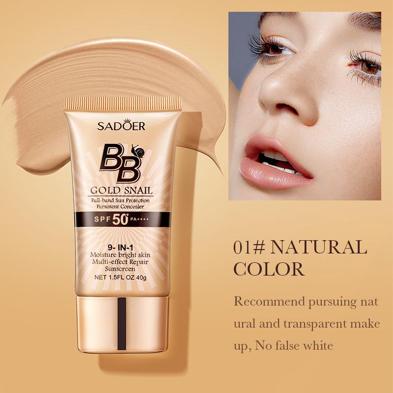Многофункциональный 40 г Gold Snail BB Cream Foundation Fix Makeup Concealer Солнцезащитный изоляционный крем 01# Natural Color