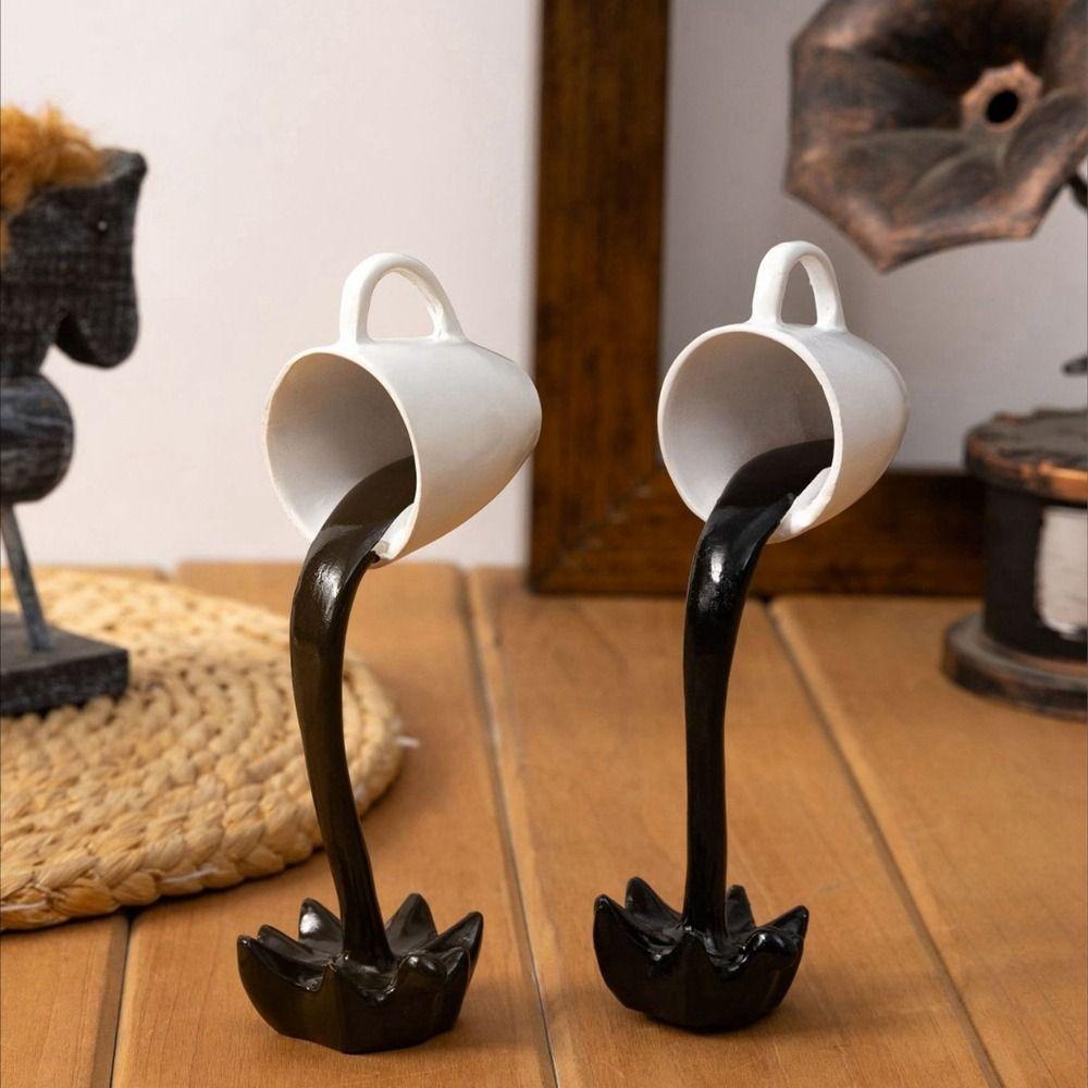 3D Floating Spilling Coffee Cup Resin Craft Suspended Cup Sculpture Coffee Cup Ornaments  Kitchen