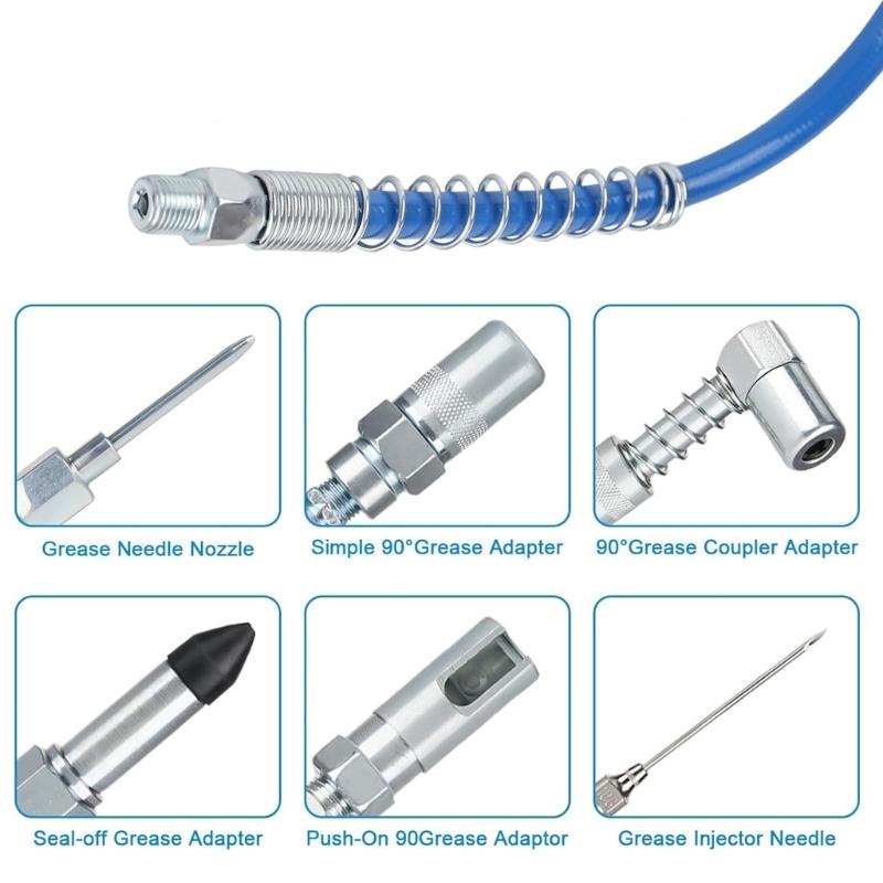 Fettmundstück mit flexiblem Verlängerungsschlauchadapter Fettpresse Schmiernippel für alle Arten von Fett