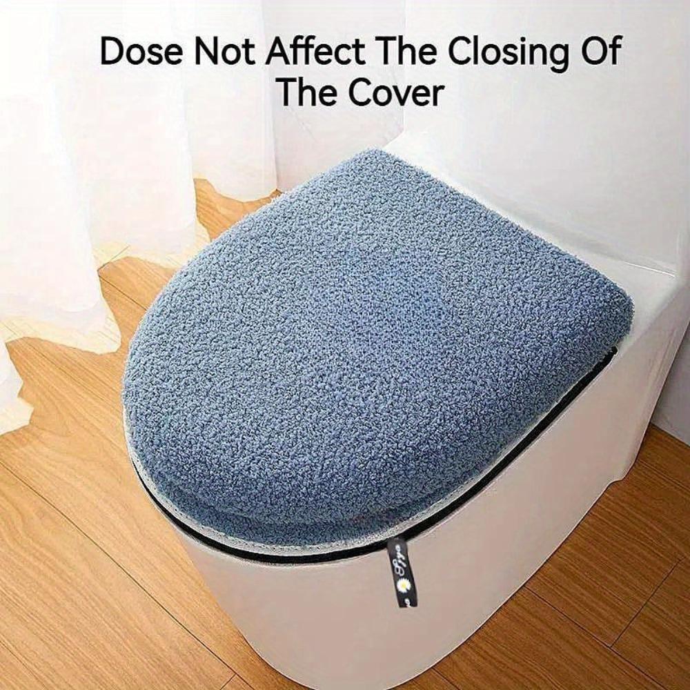 Toilet Seat Cushion Set Winter Thickened Double with Zipper Handle Machine Washable Universal Home Use Toilet Set Accessories