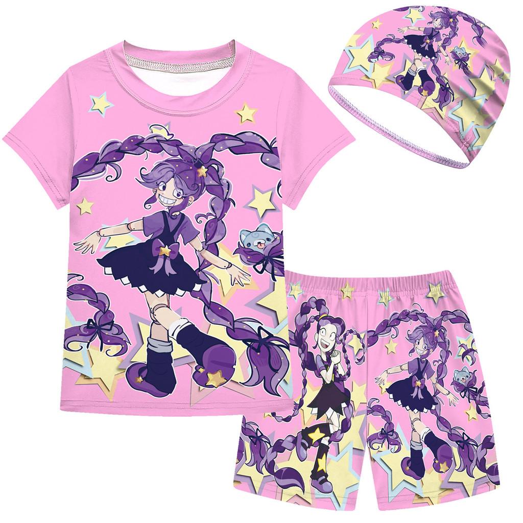 20913 2pcs/set Multi-color Kids Girls Lily Lovebraids Swimsuit Swimwear Top Shorts Sets