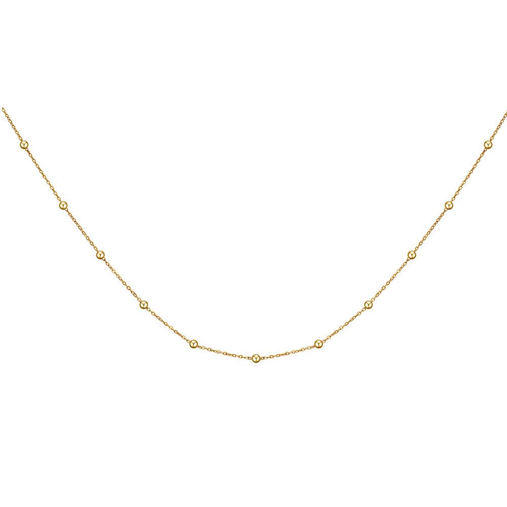 37+5CM Stainless Steel O-chain Necklace with Round Beads - European & American Style