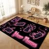 Cat Theme Crystal Velvet Floor Rug Personalized Custom Name Text Warm Carpet Home Decoration