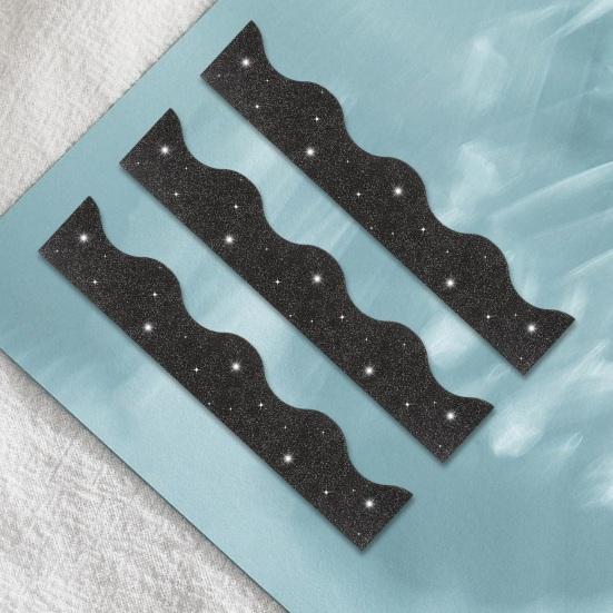 30Pcs Glitter Bulletin Board Border 5 Colors Thick Scalloped Classroom Blackboard Poster Frame Edge Decoration Trim DIY Supplies