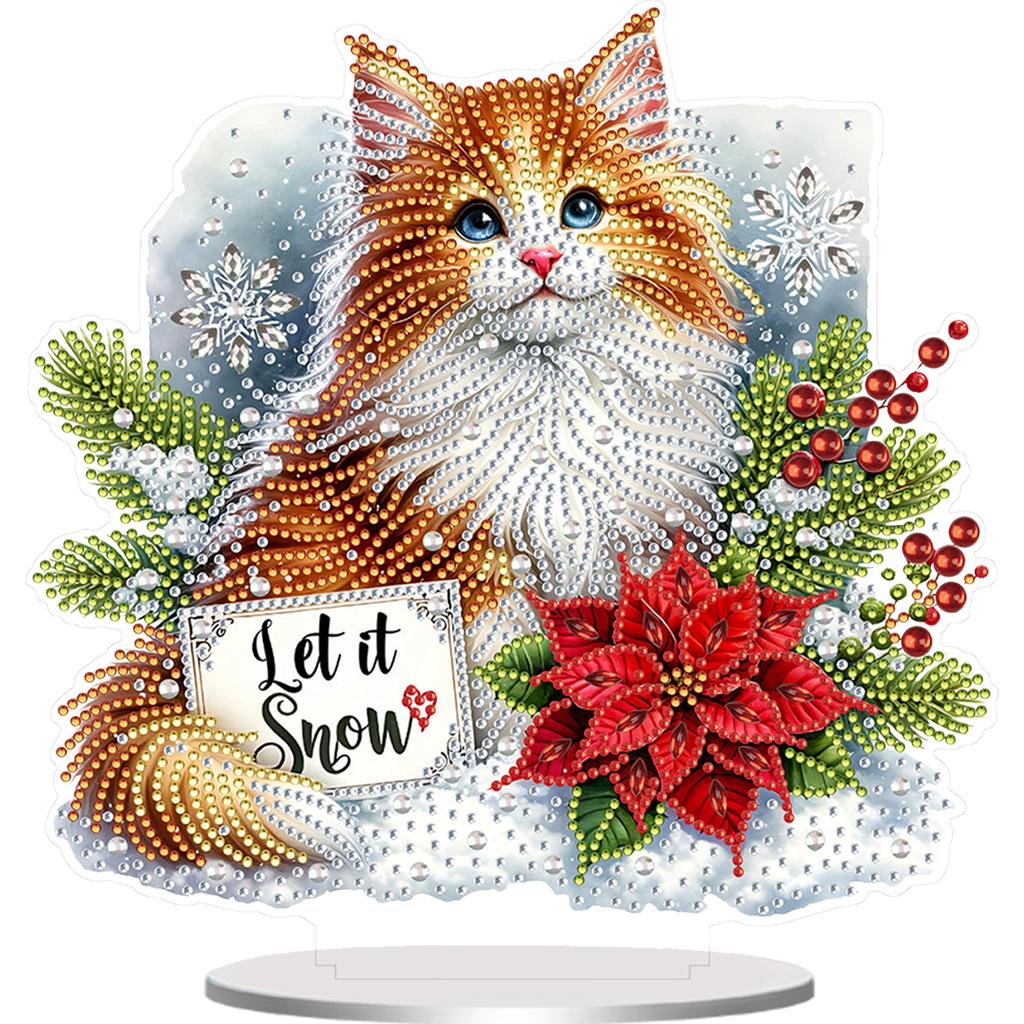2D Flat Christmas DIY Diamond Painting Desktop Ornaments Kit Diamond Painting Desktop Decorations for Home Office Desktop Decor