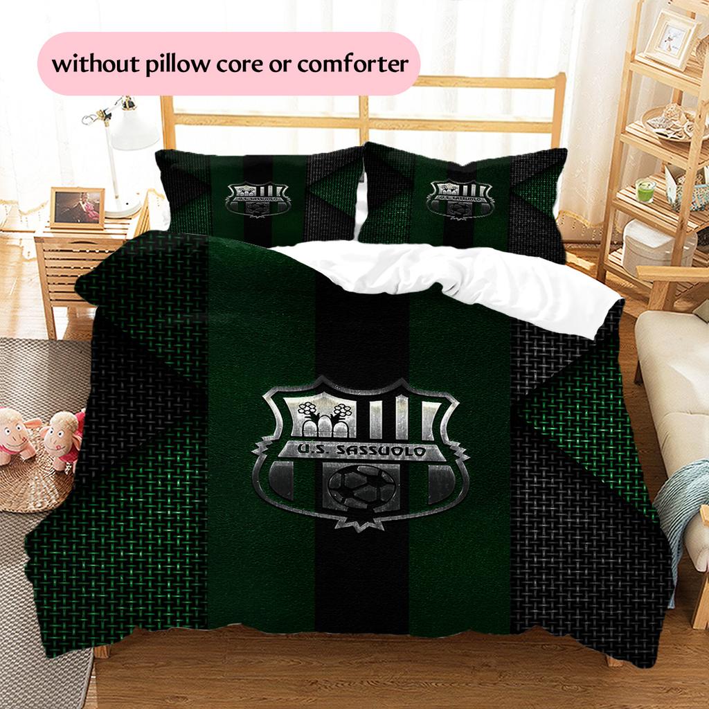 US Sassuolo Calcio Pattern Bedding Quilt Set Home Decoration Gift (1 * duvet cover + 2 * pillowcase without core)