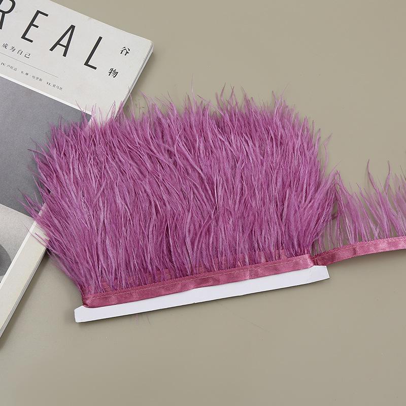 Color 8-10 Cm Ostrich Hair Cloth Edge Clothing Cuffs Hem Ostrich Feather Strips Cloth With Accessories Lace