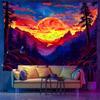 Sunset Mountain Tapestry Wall Hanging Orange Glow Pine Forest Valley Nature Landscape Aesthetic Wall Art Decor