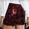 Women's Sparkly Sequin Shorts Stretchy Going Out Party Clubwear Sexy High Waist Straight Leg Mini Shorts