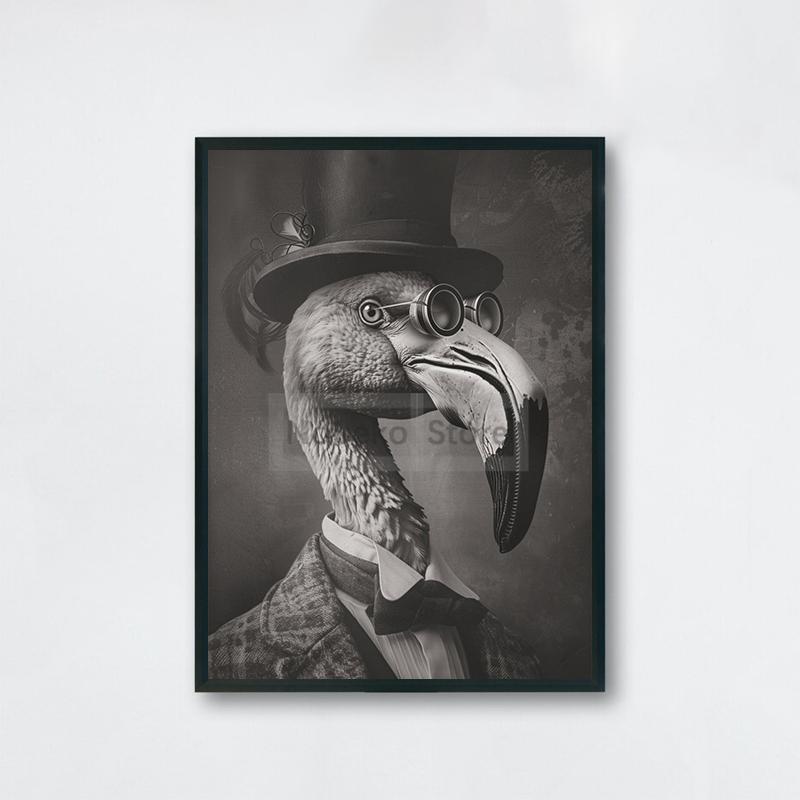 Gentleman Vintage Animals Poster Antique Design Prints Canvas Painting Retro Wall Art Pictures Home Room Monochrome Decoration