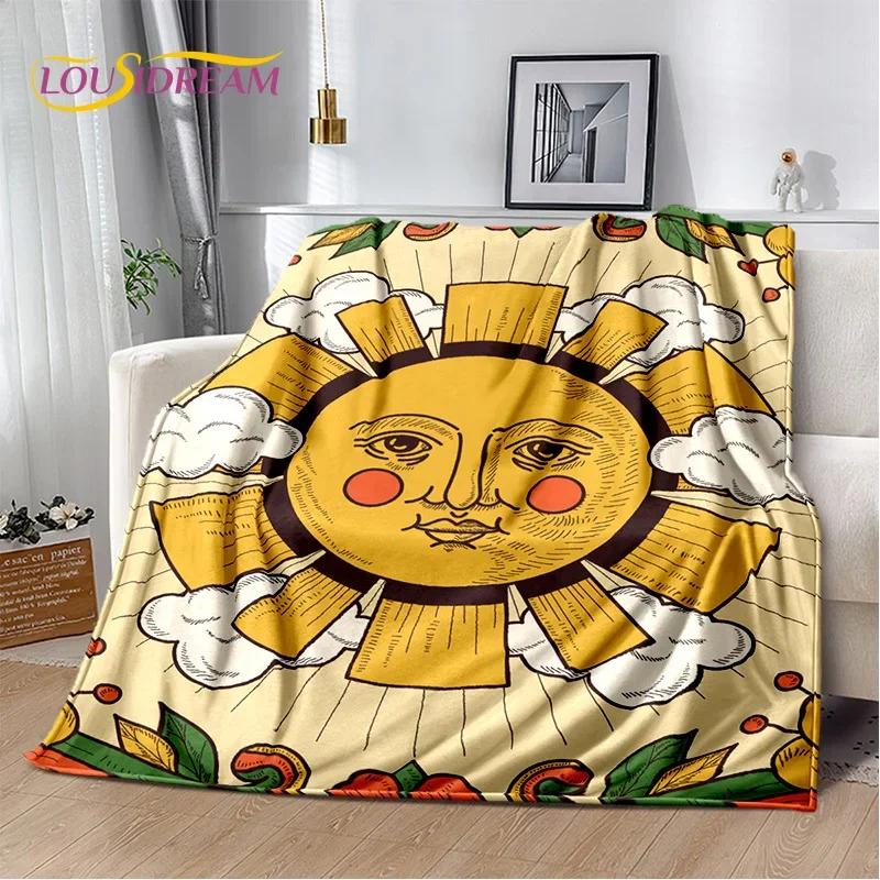 Mysterious Tarot Sun Moon Mandala Magic Soft Flannel Blanket for Beds Bedroom Sofa Picnic,Throw Blanket for Outdoor Leisure Gift