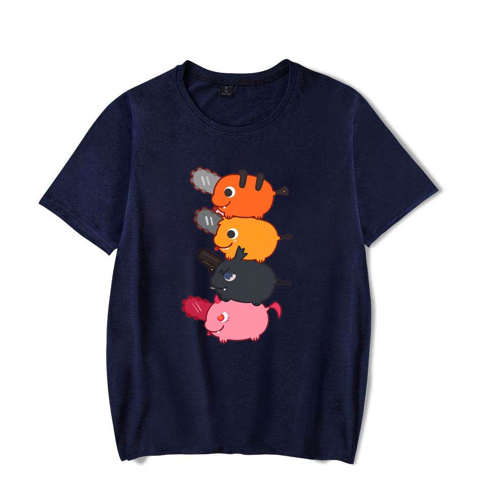 

Anime Colorful Pochita Pattern Men Women T-shirt Trendy Urban Streetwear Funny Casual Breathable Unisex Tee Comfy Soft S