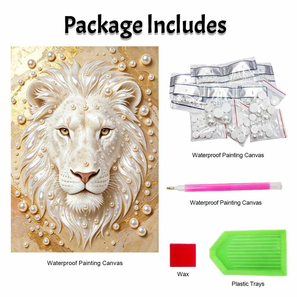 DIY Pearl Art Painting Majestic Lion Handmade Craft Modern Wall Decor Leisure Relax Activity Nice Gift for Novice Art Practitioners Home