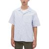 Coach SS24 Striped Cuban Collar Single-Breasted Short Sleeve Shirt Men Shirts Blue CR481-BLM