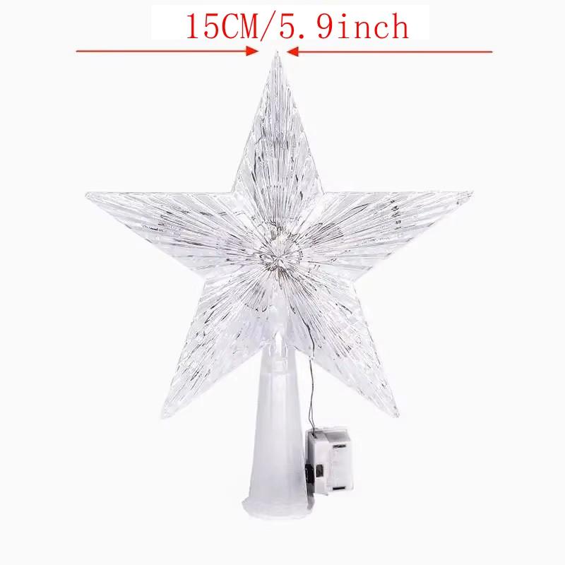 Christmas Decoration LED Glowing Tree Topper Five Pointed Star Christmas Tree Ornaments Home Decor Navidad New Year 2025 Decor