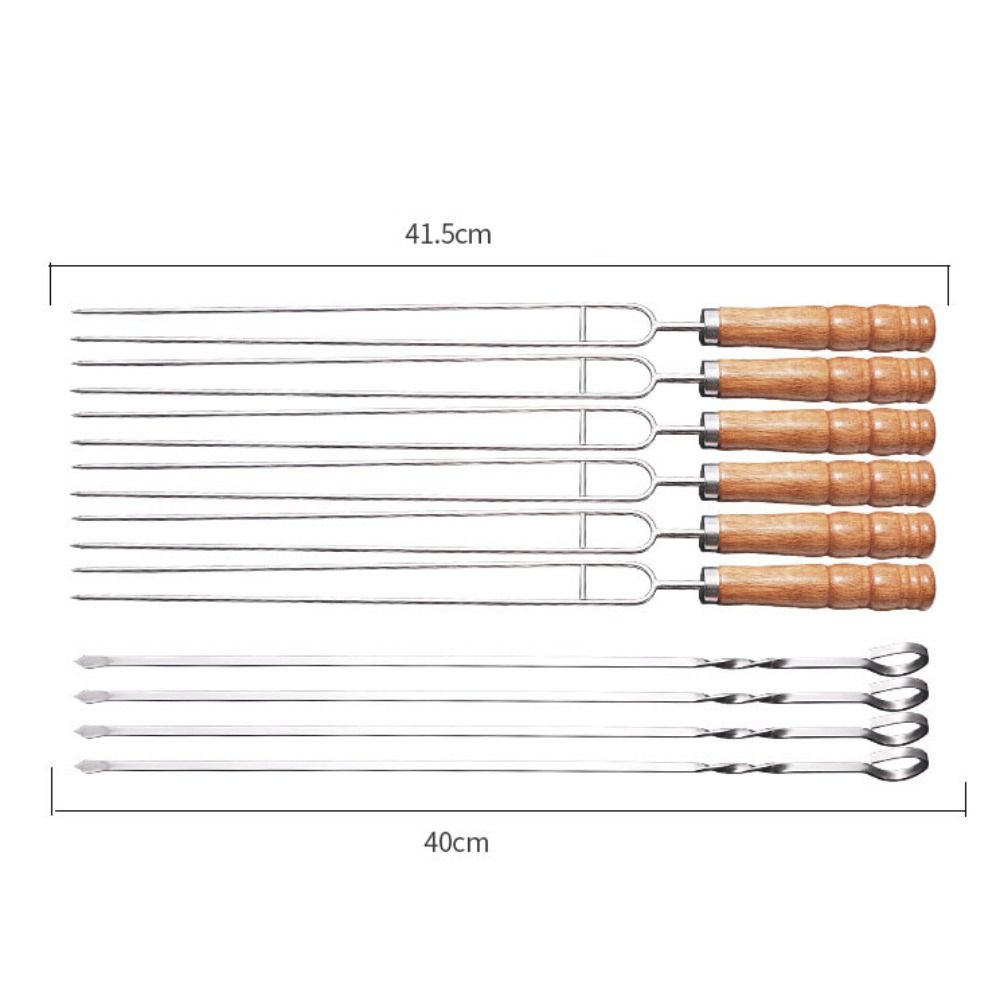10pcs Reusable BBQ Skewers Stainless Steel Grilled Fork Barbecue Needle Marshmallow