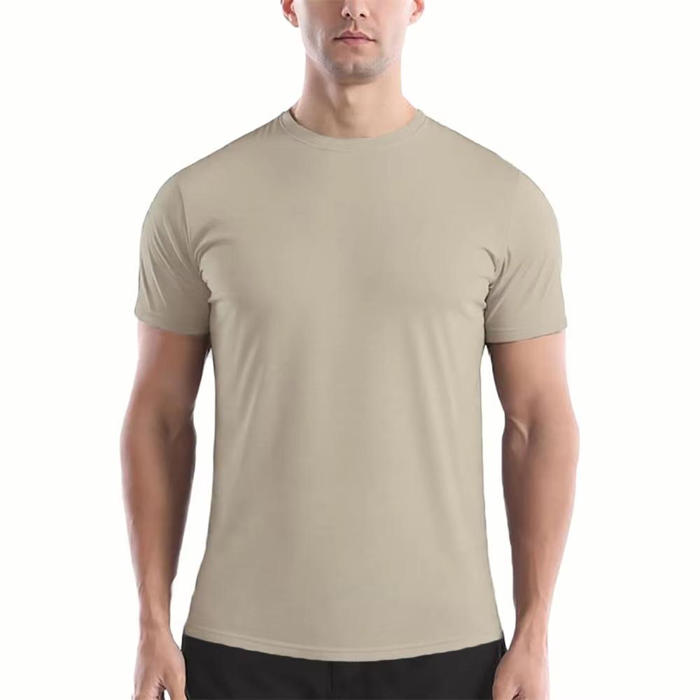 Summer Men's Quick Dry T-shirt Breathable Lightweight Sports Tees Round Neck Solid Color Short Sleeve Tops Cozy T-shirt