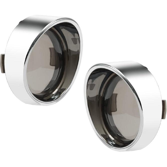 

PBYMT Smoke Turn Signal Lens Cover 2 Bullet Visor-Style Chrome Bezels Compatible for Harley Davidson Dyna Street Glide Road Softail Custom Cruiser chrome & smoke
