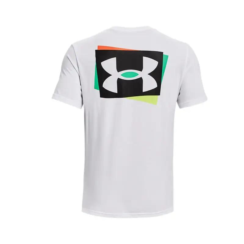 Under Armour Letter Logo Print American Vintage Crew Neck Short Sleeve T-Shirt Men Tops White 1370731-100
