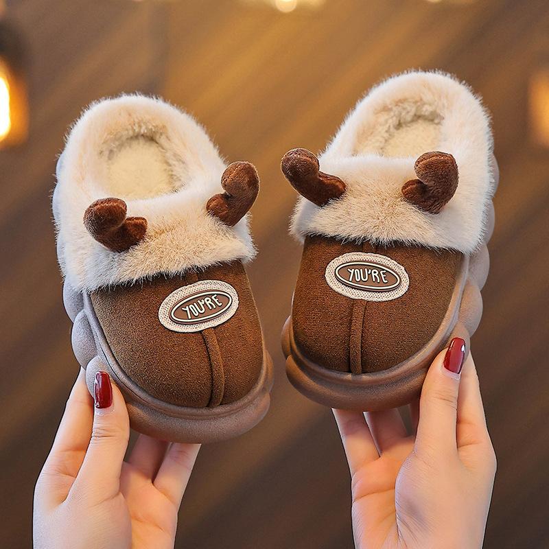 Home Cotton SlippersWinter New Anti Slip Child Warm Shoe Casual Child Indoor Outdoor Hairy Versatile Cotton Shoe