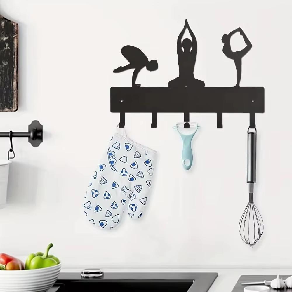 Metal Wall Mounted Hooks Yoga Body Shape Multi-purpose Clothes Key Storage Household Yoga Wall Hooks Metal Shape Multi-purpose