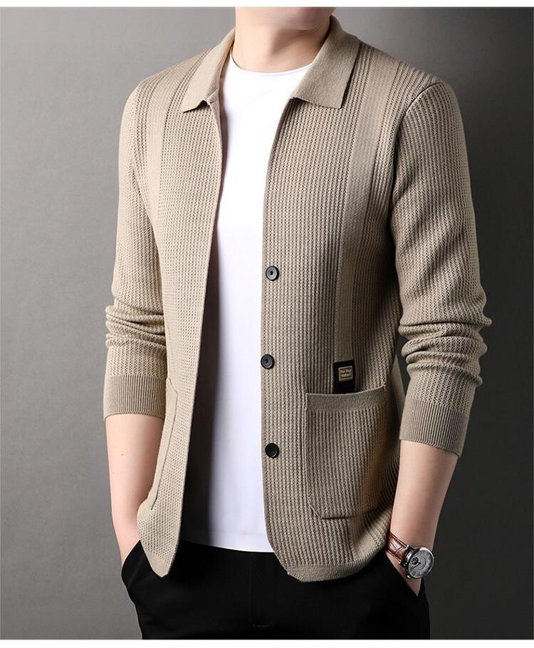 Knitted Cardigan Men's Sweater Jacket Spring New Trend Men's Casual Solid Color Simple Top