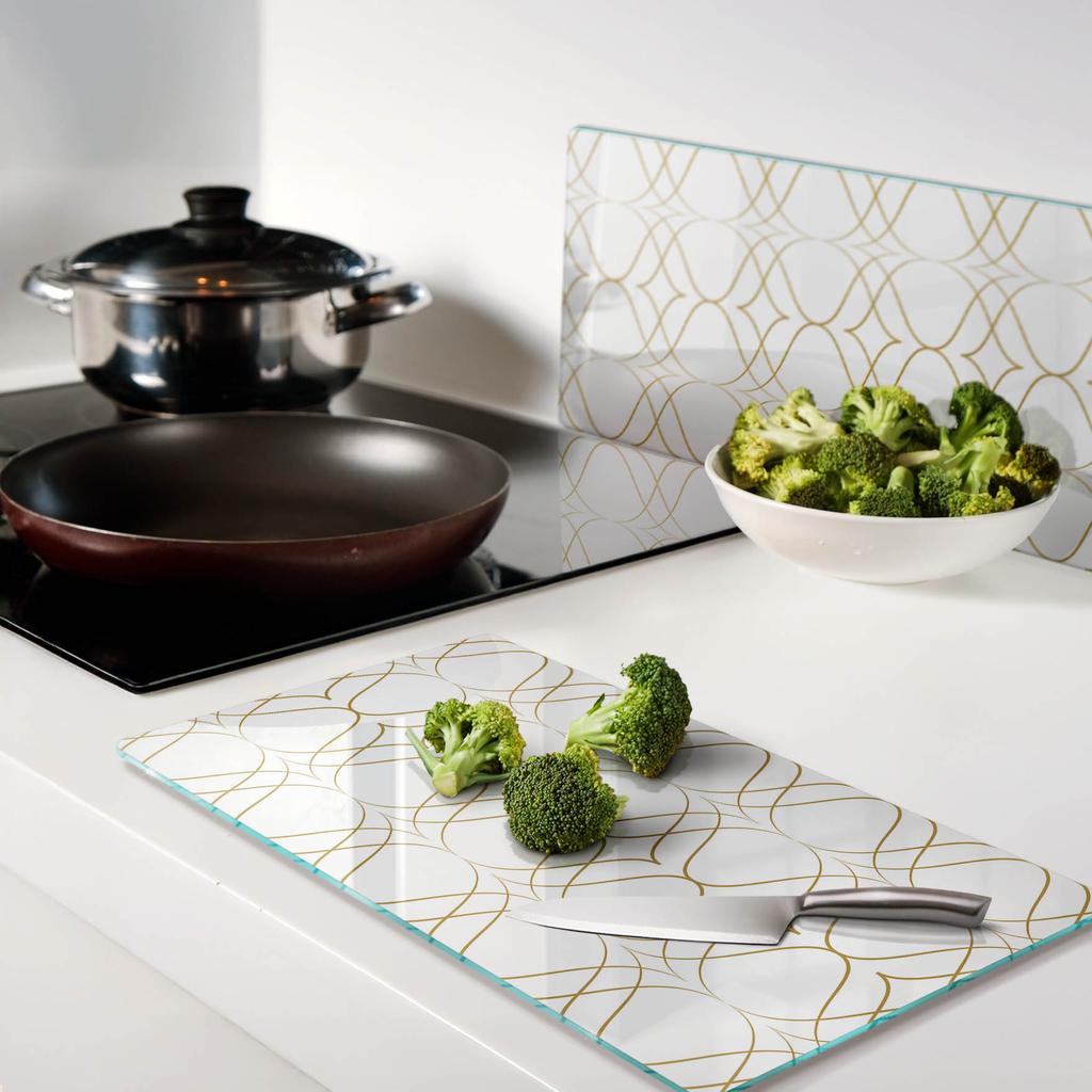 Glass Kitchen Cutting Boards With Graphics Geometric Pattern 2X30X52 Cm