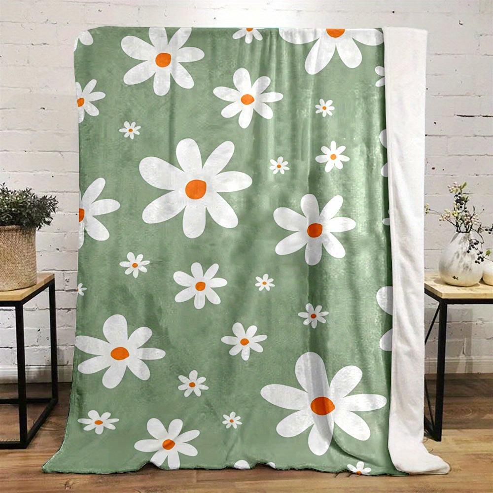 

[Flannel Throw Blanket] Daisy Print Flannel Throw Blanket - 100% Polyester Non-Woven Fabric, Reversible Digital Printed All-Seas 70x100cm